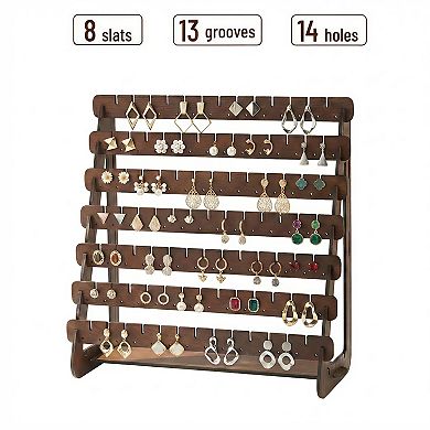 Wood Earring Stand Display Organizer Retro Jewelry Holder