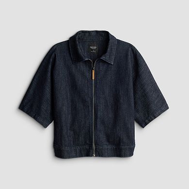 Women's Simply Vera Vera Wang Short Sleeve Zip Denim Jacket