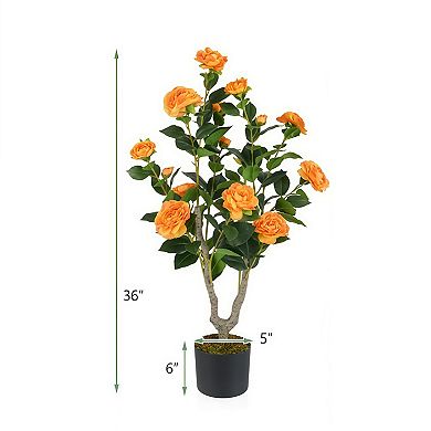 2 Pack Artificial Camellia Tree with Blooming Flowers