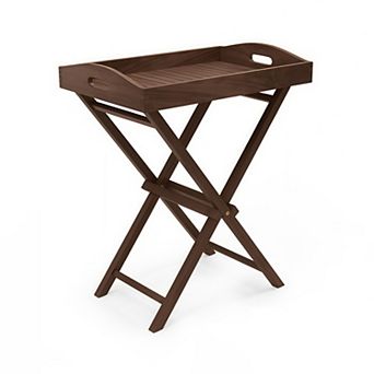 Solid Teak Wood Folding Butler Tray Table