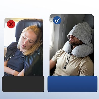 Neck Pillow with Extra Large Hood for Airplane Travel 1 Set