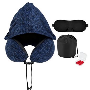 Neck Pillow with Extra Large Hood for Airplane Travel 1 Set