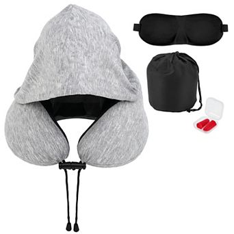 Neck Pillow with Extra Large Hood for Airplane Travel 1 Set