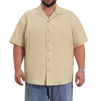 Men's Big and Tall Shirt Chest Pocket Short Sleeve Summer Hawaiian Shirts