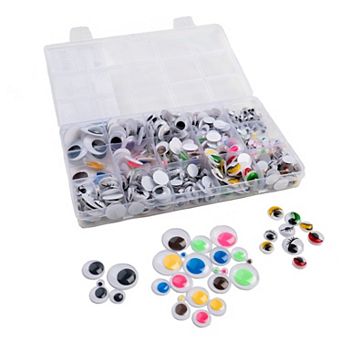 John Bead 15-Grid Assorted Sizes and Colors Wiggle Eyes with Organizer Box 600 ct