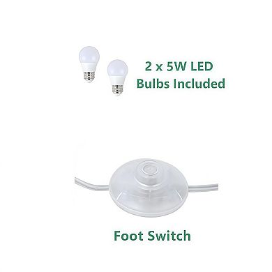 Vintage Flower Floor Lamp with LED Bulbs, Foot Switch and Acrylic Shade