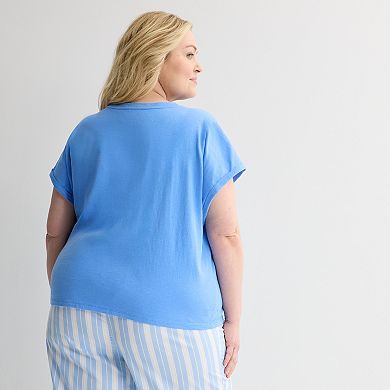 Plus Size Sonoma Goods For Life® Summer Jersey Pajama Short Sleeve Top