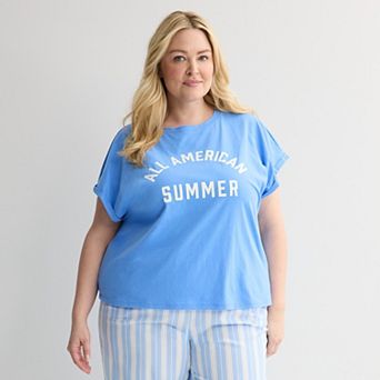 Plus Size Sonoma Goods For Life® Summer Jersey Pajama Short Sleeve Top