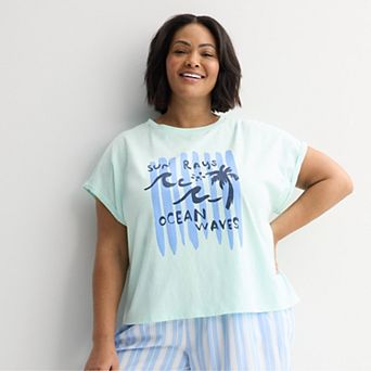 Plus Size Sonoma Goods For Life® Summer Jersey Pajama Short Sleeve Top