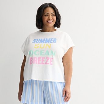 Plus Size Sonoma Goods For Life® Summer Jersey Pajama Short Sleeve Top