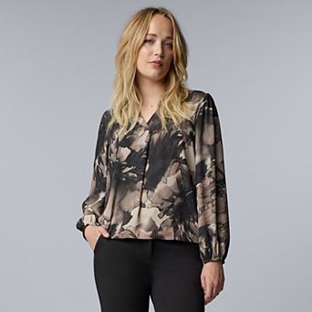 Women's Simply Vera Vera Wang Pleat Front V-Neck Blouse