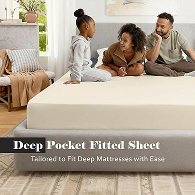 SUPERIOR 4-Piece Solid Egyptian Cotton 650 Thread Count Deep Pocket Sheet Set