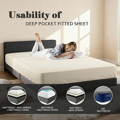 SUPERIOR 4-Piece Solid Egyptian Cotton 650 Thread Count Deep Pocket Sheet Set