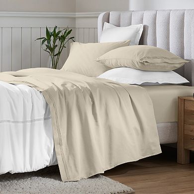 SUPERIOR 4-Piece Solid Egyptian Cotton 650 Thread Count Deep Pocket Sheet Set