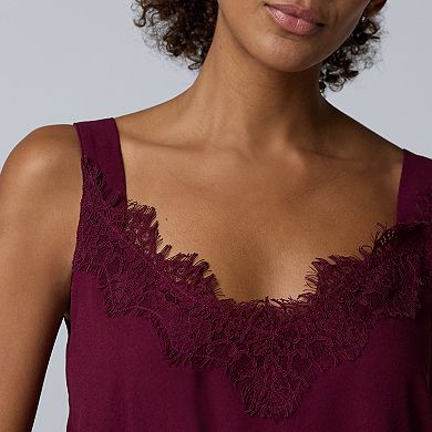 Petite Simply Vera Vera Wang Lace Trim Tank Top