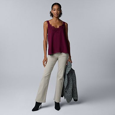 Petite Simply Vera Vera Wang Lace Trim Tank Top