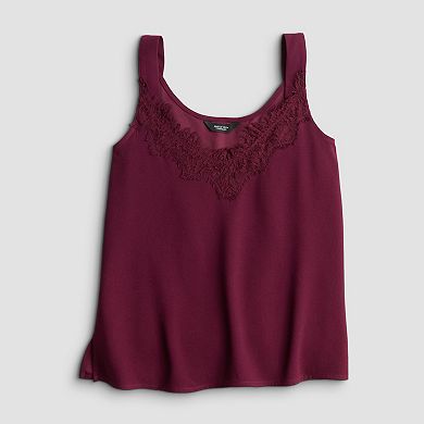 Petite Simply Vera Vera Wang Lace Trim Tank Top