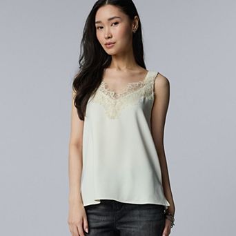 Petite Simply Vera Vera Wang Lace Trim Tank Top