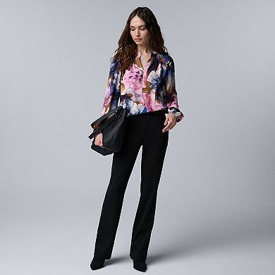 Women's Simply Vera Vera Wang Long Sleeve Smocked Neck Blouse