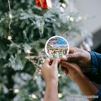 Breathtaking Stanley Mountain Town Ornament, Idaho Wilderness Christmas Gift (Circle)