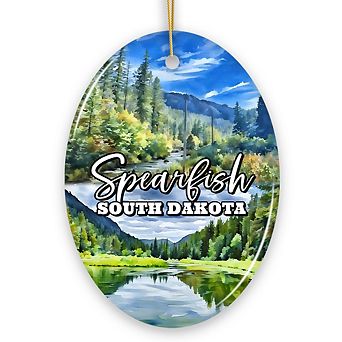 Charming Spearfish South Dakota Ornament, Black Hills Mountain Town Christmas Gift (Oval)