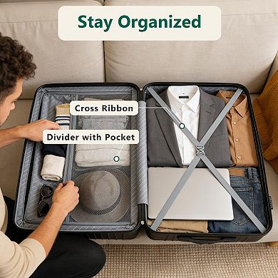 PATIOEASY 28 Inch Suitcase with Handle Expandable Large Checked Travel Suitcase for Business