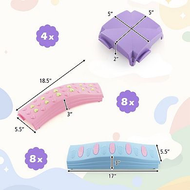 Kids Balance Beam Set 20 Piece Wavy Stepping Stones for Indoor Play