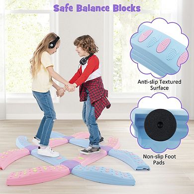 Kids Balance Beam Set 20 Piece Wavy Stepping Stones for Indoor Play
