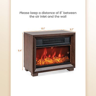 Mini Electric Fireplace Heater Tabletop Space Heater With Realistic Flame