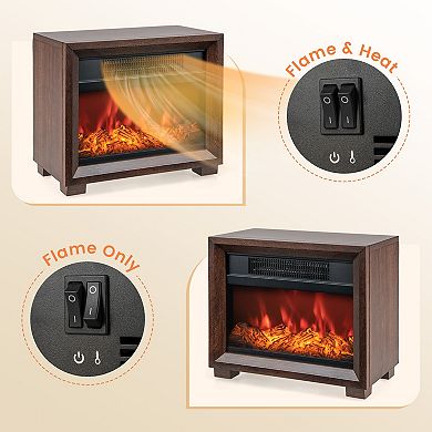 Mini Electric Fireplace Heater Tabletop Space Heater With Realistic Flame