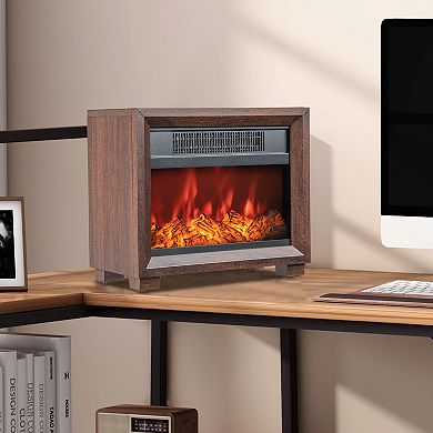 Mini Electric Fireplace Heater Tabletop Space Heater With Realistic Flame