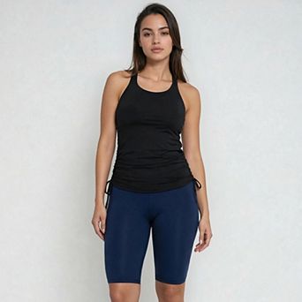 Women's Maya Tankini Swim Top With Built-in Bra and High Waisted Long Bike Swim Shorts