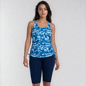 Women's Maya Tankini Swim Top With Built-in Bra and High Waisted Long Bike Swim Shorts