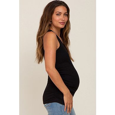 Maternity Ribbed Sleeveless Ruched Tank Top