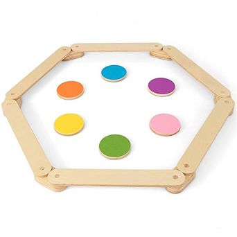 12 pc Kids Wooden Balance Beam Set with Colorful Stepping Stones