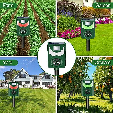 Ultrasonic Animal Repeller with Solar Powered Motion Activated Flashing Eyes Garden Pest Control