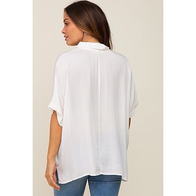 Maternity Button Up Dolman Short Sleeve Top