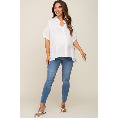 Maternity Button Up Dolman Short Sleeve Top