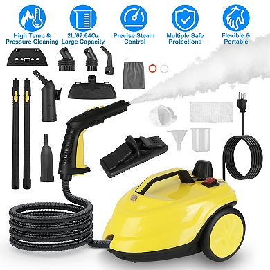 1800W Steam Cleaner with Wheels High-Pressure Steamer, 2L Tank