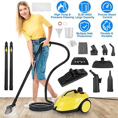 1800W Steam Cleaner with Wheels High-Pressure Steamer, 2L Tank