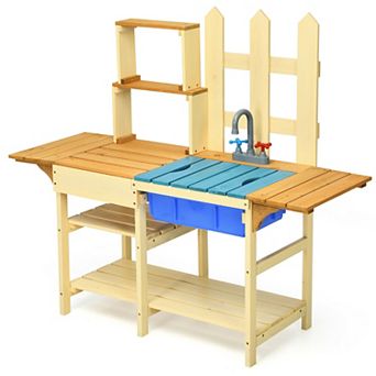 Kids Wooden Pretend Cooking Kitchen Play Set