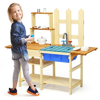 Kids Wooden Pretend Cooking Kitchen Play Set