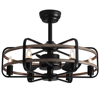 Moooni 25" Cage Chandelier Ceiling Fan with Light - E26 Compatible, Industrial Style