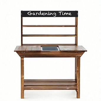 Wooden Potting Bench Outdoor Mud Kitchen with Solid Fir Wood Frame