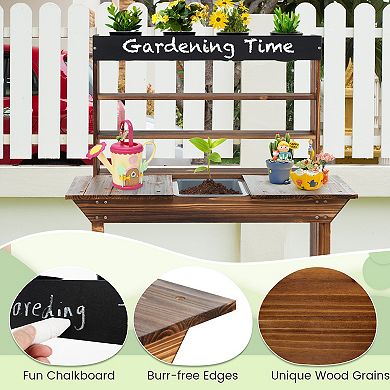 Wooden Potting Bench Outdoor Mud Kitchen with Solid Fir Wood Frame