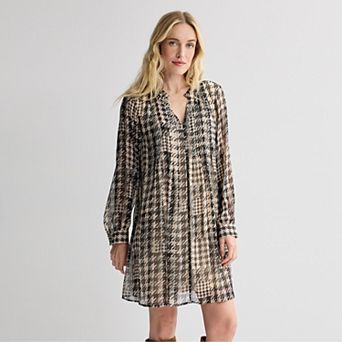 Women's Nine West Ruffle Neck Pintuck Mini Dress