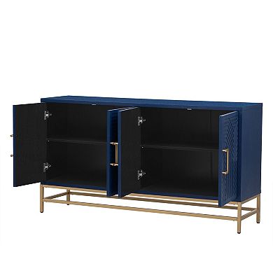 Whisen Retro Style Sideboard with Rectangular Metal Handles and Adjustable Shelves