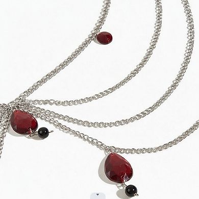 Women's Multi-Layer Chain Belt with Teardrop Crystal Charms and Draped Chains 45.5x0.4in