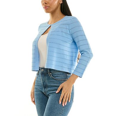 Women's Nina Leonard Three Quarter Sleeve Bolero Sweater