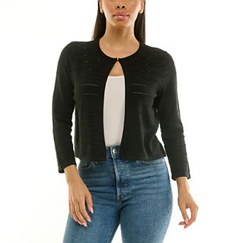 Women's Nina Leonard Three Quarter Sleeve Bolero Sweater